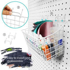 Pegboard Baskets With Hooks, 3 Pack Peg Board Wall Organizer Set (White) - Image 3