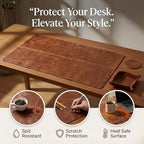LL LEATHER LOVERS Leather Desk Mat, 16" x 30" Antique Brown, Desk Mouse Pads on Top of Desks, Non Slip Top Grain Leather Desk Blotter, Laptop Desk Mat, Desk Writing Pad for Office and Home - Image 3