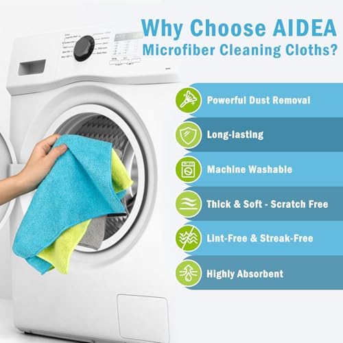 AIDEA Microfiber Cleaning Cloth-100PK, Microfiber Towels for Cars 12"x16" - Image 3
