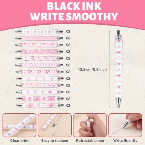 Sprial Notebooks with Pens Bulk, 48 Pack, 5.5 x 4.7 Inch, Pink Bow - Image 3
