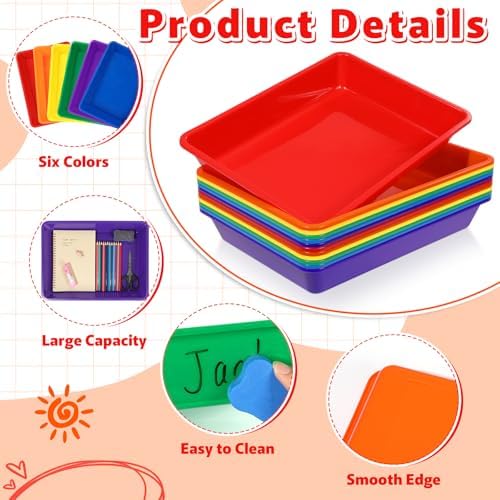 gisgfim 12 Pack Letter Size Stackable Paper Trays for Classroom, Rainbow - Image 3