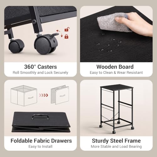 DEVAISE 2 Drawer Mobile File Cabinet, Rolling Printer Stand - Image 6
