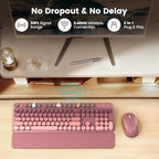 Wireless Keyboard and Mouse Combo, Magnetic Wrist Rest, Dusty Rose Ombre - Image 5