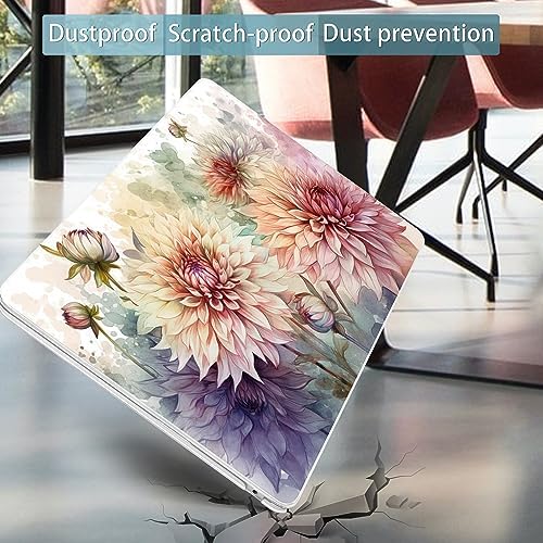 Mektron for 2026/2025/2024/2023 MacBook Air 15 INCH M5 A3448 /M4 A3241 /M3 A3114 /M2 A2941 Case, Printed Plastic Hard Shell Cover with 15.3" Liquid Retina Display Touch ID, Watercolor Dahlias - Image 6