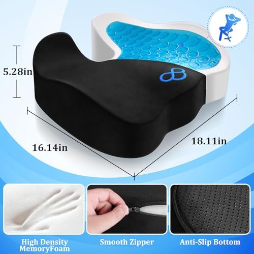 CushyOasis Seat Cushion, Office Chair Cushions, 5.28 in Thick (Black) - Image 5