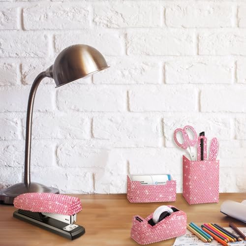 Demissle Pink 7 Pcs Bling Desk Accessories Set Office Kit for Women - Image 5