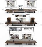 Large Dual Monitor Stand Riser 43.3IN，Vintage Home Office Storage For Desk Accessories，Solid Wod Desk With Adjustable Legs For computer/PC/Laptop/Printer/Container/dressing table - Image 3