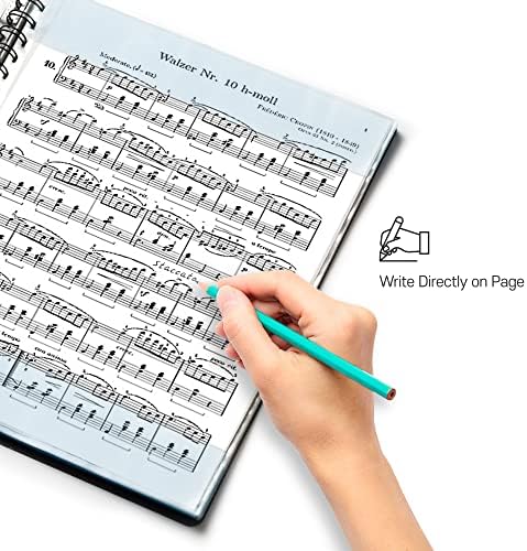 Sheet Music Folder (3 Pack, Black) – 40 Sleeves Display 80 Pages Spiral Binder Organizer for Music Stand – Fits Letter Size 8.5 x 11 Inch – Direct Page Writing with Detachable Name Tag - Image 2