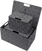 Sorbus Storage Basket with Lid, 3-Piece Woven Set for Shelves (Gray) - Image 5