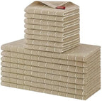 Homaxy Cotton Terry Kitchen Towels and Dishcloths Set of 16, Tan by Homaxy