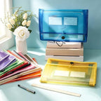 CUTHOLLOW Plastic Expandable File Organizer Folder, with Elastic Cord(No Divider), 9Pcs Waterproof Transparent Document Holder Storage for Receipt/Paper/Bill/Taxes/Letter, for School Office Home - Image 4