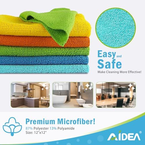 AIDEA Microfiber Cleaning Cloth-400PK, Microfiber Towels for Cars, 12"×12" - Image 6