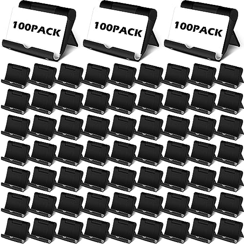 Copkim 100 Pieces Business Card Holder Display Bulk Black Plastic Stand Name Holder Stand Organizer for Desk Office Supplies, Fits 50 Cards by Copkim