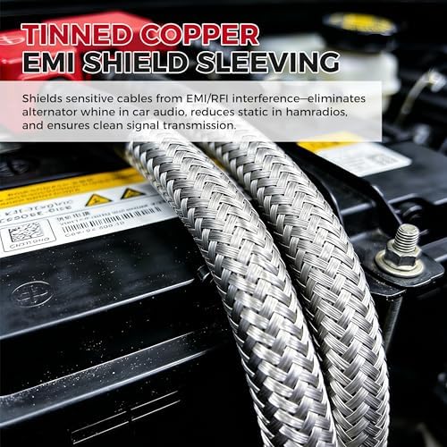 Tinned Copper Braid Wire Shielding Ground Strap Metal Cable Sleeve Expandable Flexible Flat Mesh (1/2 in Wide(0.32 in Dia)-115ft) - Image 6