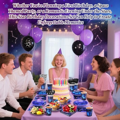 450 Pcs Tableware Set, Serve 50, Blue Purple, Space Galaxy - Image 5