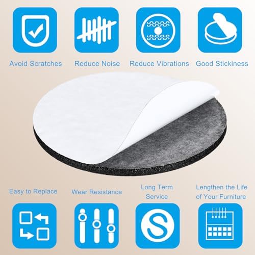 PATIKIL 12" Diameter Felt Furniture Pads, 8 Pack 1/5" Thick Lamp Base Felt Round Soft Adhesive Non-Slip Anti-Scratch Backed Felt Floor Protector for Lamp Furniture DIY Craft, Dark Grey - Image 4