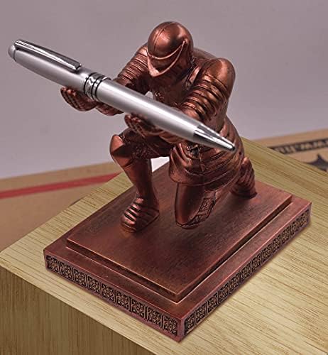 Executive Knight Pen Holder with a Pen Personalized Desk Accessories Decor Home Office Cool Pen Stand Red - Image 3
