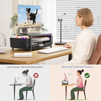 OPNICE Desk Organizers and Accessories, Computer Monitor Stand Riser with Drawer and 2 Pen Holders, Printer & Laptop Stand, Office Desk Accessories & Workspace Organizers for Home Office Supplies, Black 2-Pack - Image 7