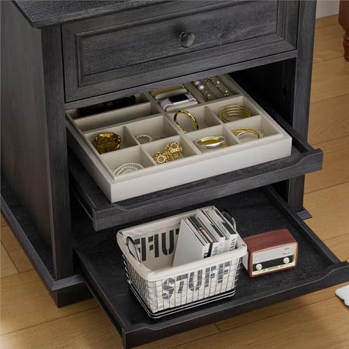 REDAYFUR Lateral File Cabinet 3 Drawer File Cabinet with Charging Station, Printer Stand with Open Adjustable Storage Shelves, Lateral Filing Cabinet for Home Office, Black - Image 4