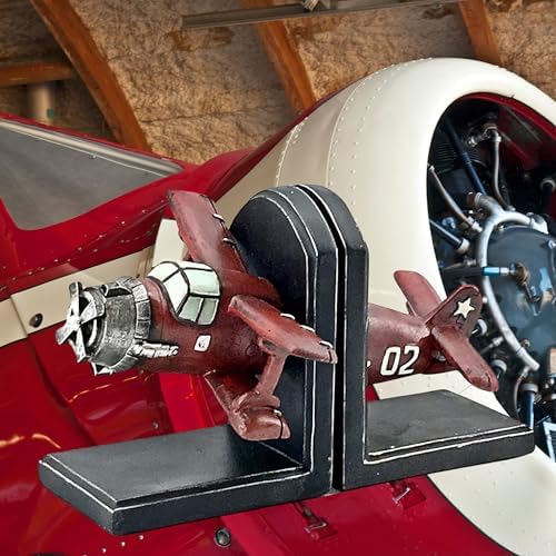 Bellaa Airplane Bookends, Biplane, Aeronautical, Wright Flyer Aircraft - Image 5