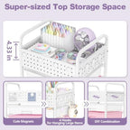 5 Drawer Rolling Storage Cart with Pegboard Top and Hooks, Dreamy Color - Image 4