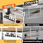 3 Pack Cable Management Under Desk Tray, 47.1" No Drill Under Desk Wire Management with Upgraded Clamp, Metal Cord Organizers with Cable Organizers, PC Cord Organization Rack, White - Image 2