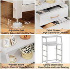 Furnulem White Night Stand with 3 Fabric Drawers, Small Bedside Table - Image 5