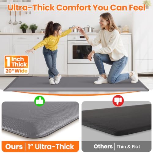 1-Inch Thick Anti-Fatigue Mat for Kitchen and Standing Desk, 20"x72", Grey - Image 6