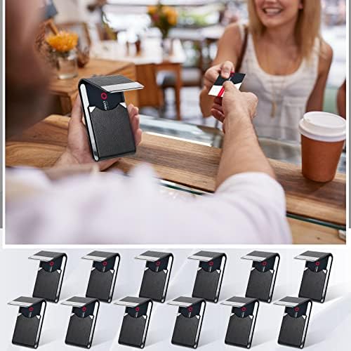 Yexiya 12 Pcs Leather Business Card Holder Case PU Leather Business Pocket Card Holders Wallet with Magnetic Closure for Men Women Office Gifts, Black - Image 6