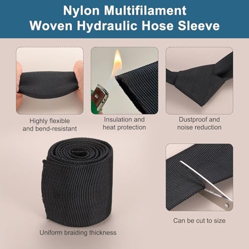 HARFINGTON Nylon Protective Hose Sleeve 1.2" ID 33FT Cable Cover Black - Image 4