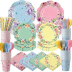 450 Pcs Tableware Set, Serve 50, Pastel, Floral Floral Party by Unknown