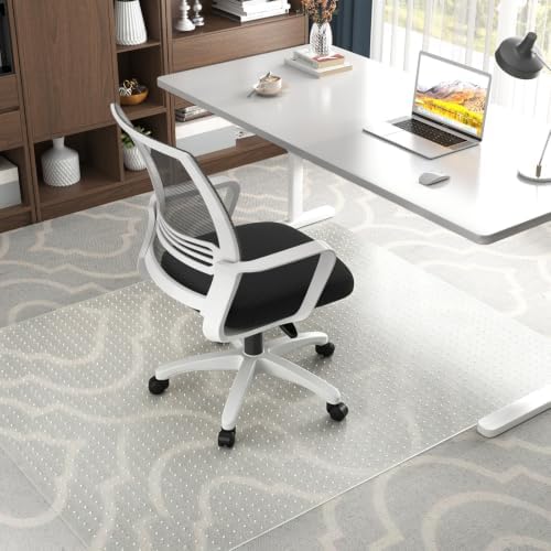 Office Chair Mat for Carpet Floors, 47" x 59" Clear Desk Chair Mats for Low Pile Carpeted Protector, Sturdy PVC Computer Chair Mats Anti-Slip and Easy to Clean for Home & Office by SHAREWIN