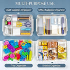 2 Pcs Plastic Storage Bins - Scrapbook Paper Organizer & Craft Storage Organizer, Plastic File Box for A4 Paper, Files, Stationery - Stackable Storage Boxes for Home/Office/School - Image 6