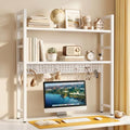 Brakki 2-Tier Desk Shelf, Desk Hutch Bookshelf with Pegboard and Hook Dorm by BRAKKI