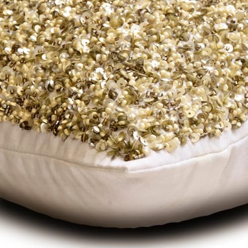 The HomeCentric Decorative Gold Pack of 2, 12"x16" (30x40 cm) Lumbar Pillow Cover, Silk Beaded, Sequins & Pearls Oblong Pillow, Abstract Pattern Modern Style - Elisium - Image 2