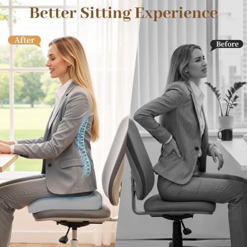 TranquilRelax Memory Foam Seat Cushion for Office Chair, 3-Inch, Light Gray - Image 5