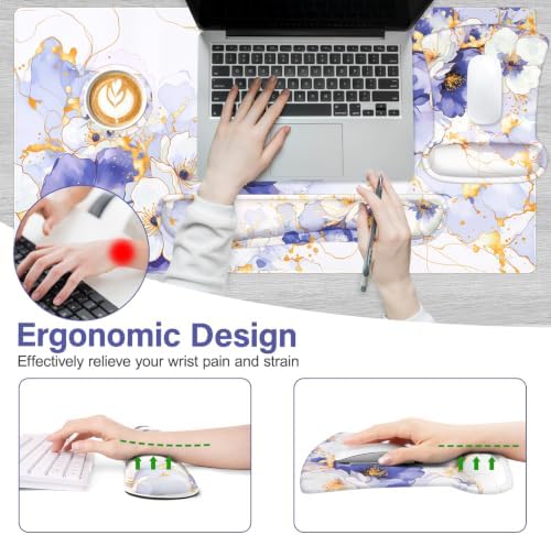 MOSISO Large Gaming Mouse Pad&Keyboard Mouse Pad Set, Lavender Purple - Image 2