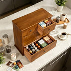Wooden Drawers Oak Desk Organizer with Drawers，Brown - Image 2