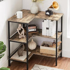 VECELO Corner Cabinet Table with 3 Tier Open Shelf, Multipurpose Display Organizer Storage Stand, for Small Space Living Room Home Office Kitchen,Grey by VECELO