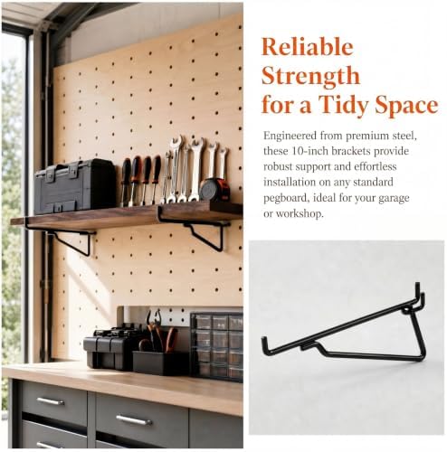 Shimeyao 20 Pcs 10 inch Pegboard Shelf Brackets, Black - Image 4