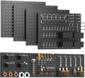 Black Peg Board, 4 Pack Metal Pegboard with Hooks, 71pcs Pegboard Kit, Pegboard Wall Organizer, Heavy Duty Peg Boards for Walls Home Office, Garage Tool Storage, Workbench, Craft Room by Unknown