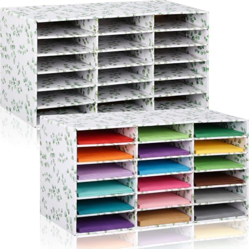 Fuutreo 2 Pcs Classroom Construction Paper Storage,Eucalyptus by Fuutreo