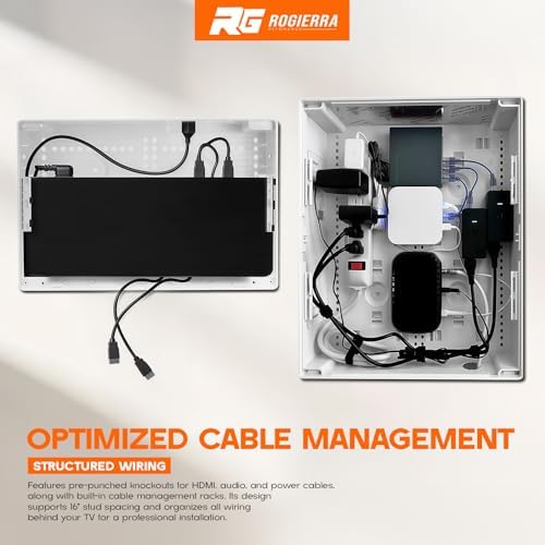 9-Inch in-Wall Media Box Recessed TV Cable Management Kit, Enclosure for Home Theater, Compatible with Roku Apple TV & Samsung One Connect, WiFi Friendly (White) - Image 4