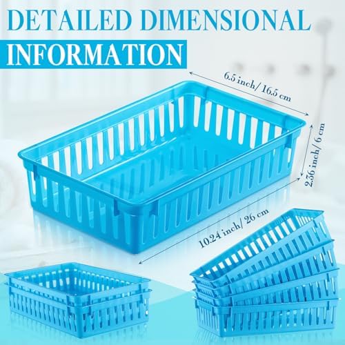 Wenqik Set of 12 Small Plastic Baskets for Organizing, Blue - Image 3