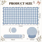 Blue Gingham Scalloped Desk Mat Set,Mouse Pad with Gel Wrist Rest,Ergonomic Keyboard Wrist Support for Women Non-Slip Desk Pad Home Office Decor - Image 6
