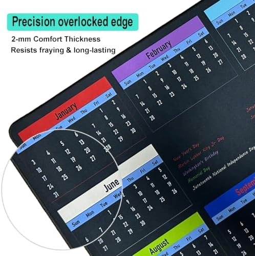 Large Gaming Mouse Pad for Desk 2027 Calendar Pad with Holidays - Image 3