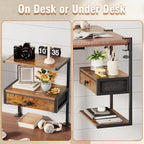 VENNQD Clamp On Desk Shelf, 2-Tier Desktop Organizer, Wood Desktop Supplies Tabletop Book Storage Rack with Adjustable Shelves for Table Working and Gaming Accessories, Rustic Brown - Image 6