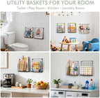 Mail Holder Magazine Basket 2Pack Black Wall Mount File Organizer Wood Rack - Image 2