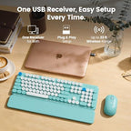 Wireless Keyboard Mouse Combo, Magnetic Wrist Rest, Round Keycap, Aqua Blue - Image 7