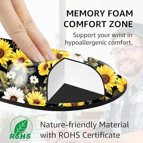 Large Keyboard Mouse Pad Set, Extended Mouse Pad+Keyboard Wrist Rest Support, Memory Foam Ergonomic Easy Typing, 4Pcs (31.5×11.8 in) Desk Pad Set for Office Home,Flower Daisies - Image 4